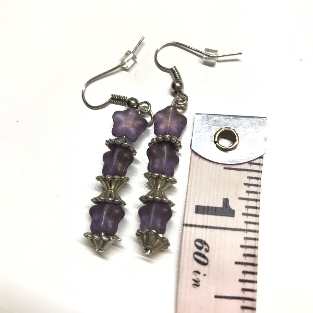 Violets beads dangle earrings handmade by MunandMe - Picture 3 of 3